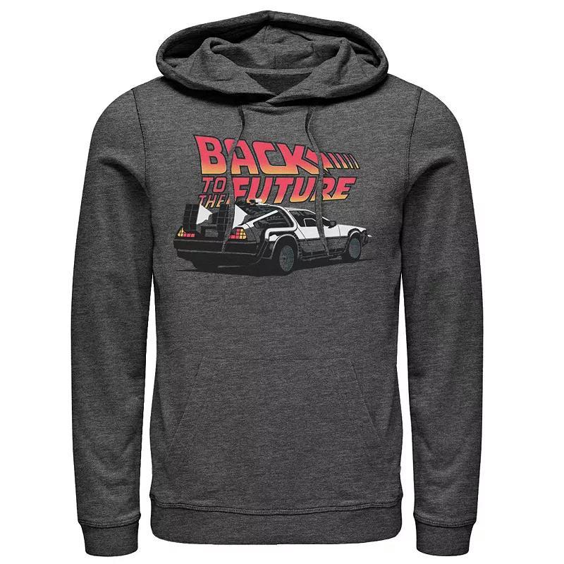 Mens Back To The Future Retro Vintage Delorean Hoodie Grey Heather Product Image