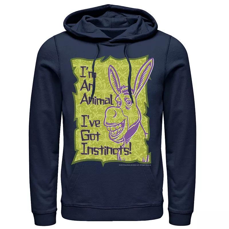 Mens Shrek Donkey Im An Animal Ive Got Instincts Hoodie Blue Product Image