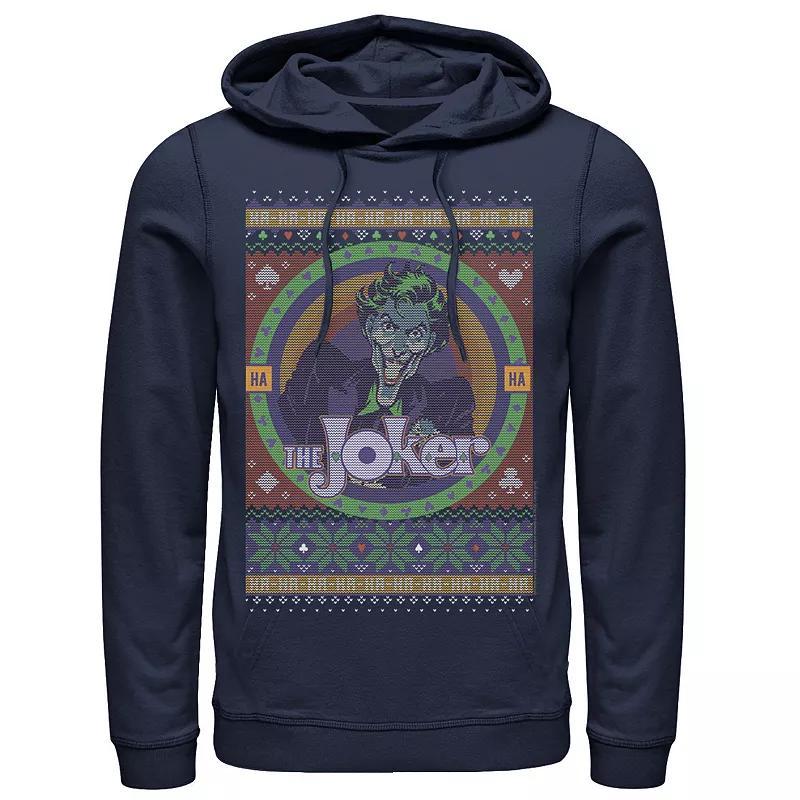 Mens Batman The Joker Retro Knit Style Hoodie Grey Heather Product Image