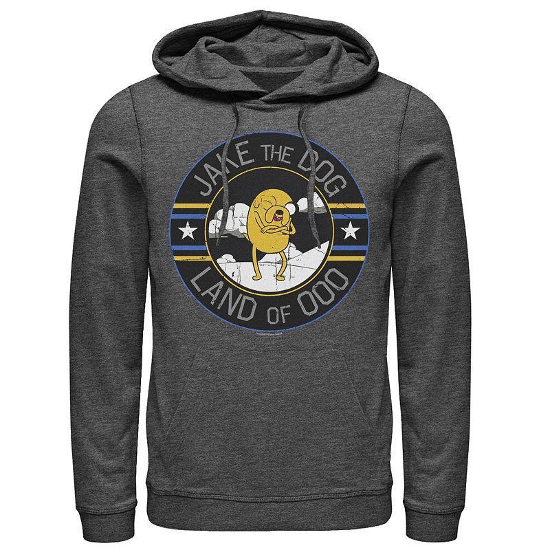 Mens Cartoon Network Adventure Time Jake The Dog Land Of Ooo Hoodie Grey Heather Product Image