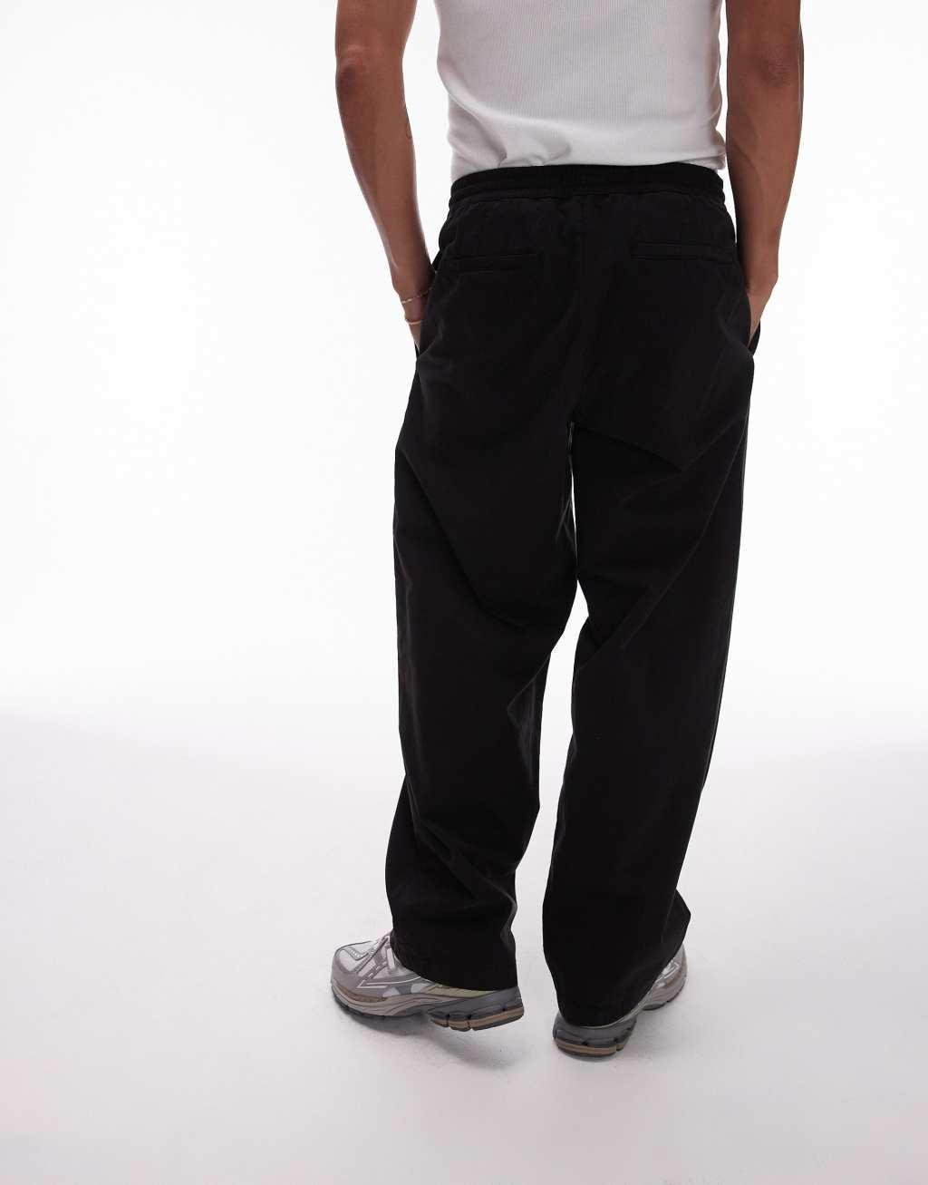 Topman wide leg trousers in black Product Image