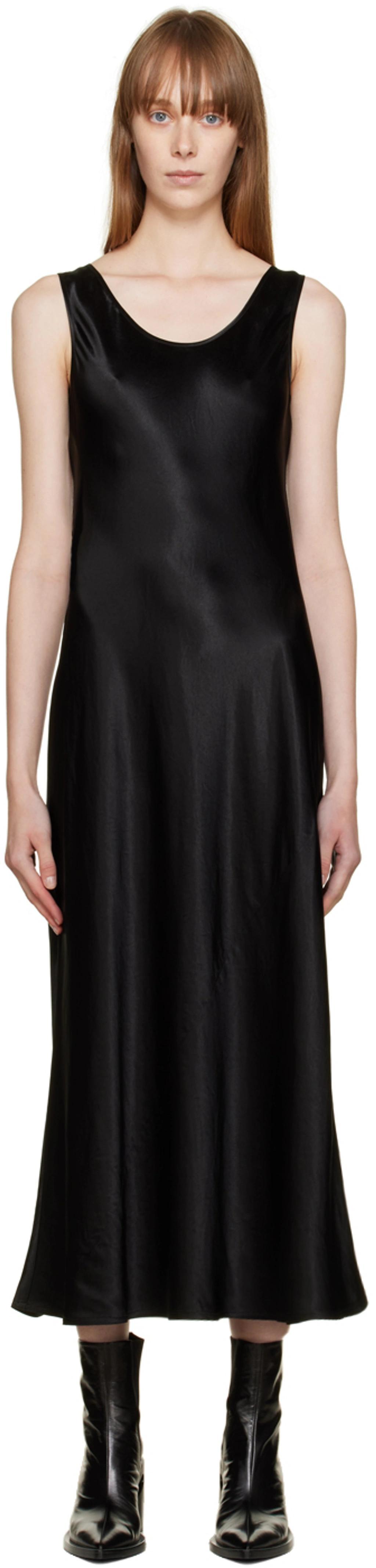 Ares Satin-twill Midi Dress In Nero Product Image