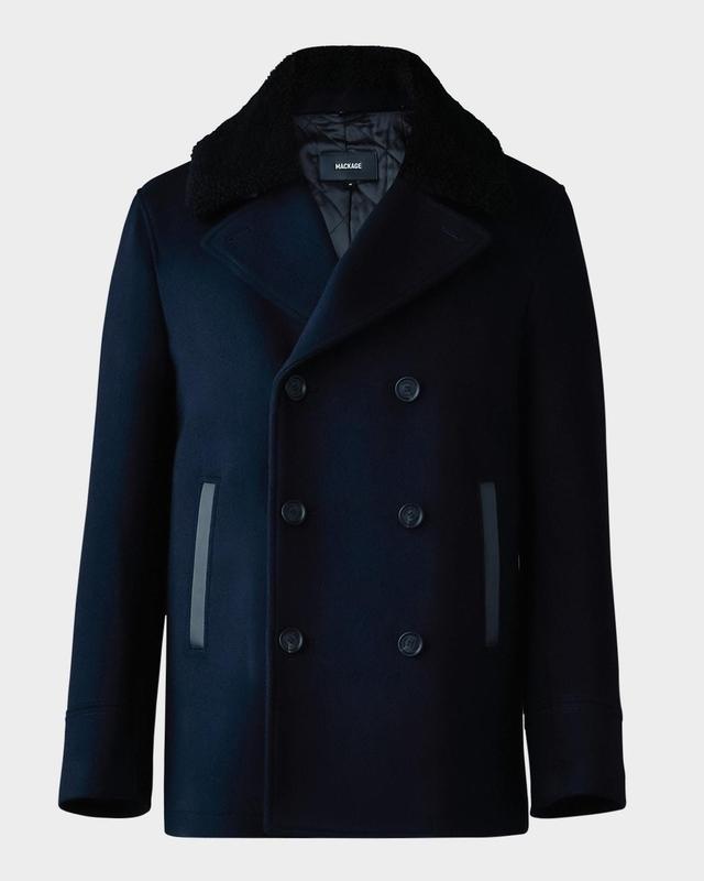 Mens Cole Wool Peacoat with Shearling Collar Product Image