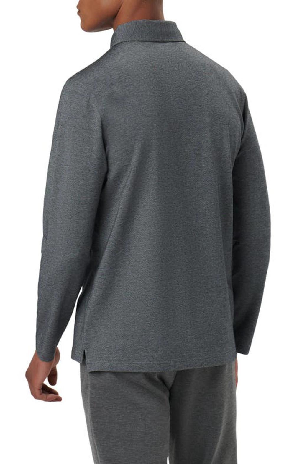 BUGATCHI Long Sleeve Stretch Cotton Knit Polo In Caviar Product Image