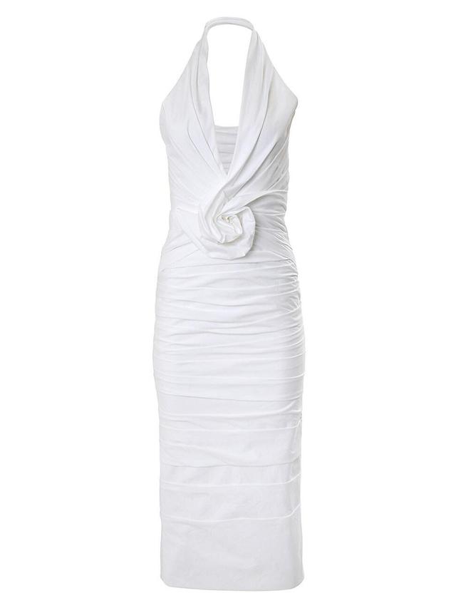 Womens Halter Plunge Rosette Midi-Dress Product Image