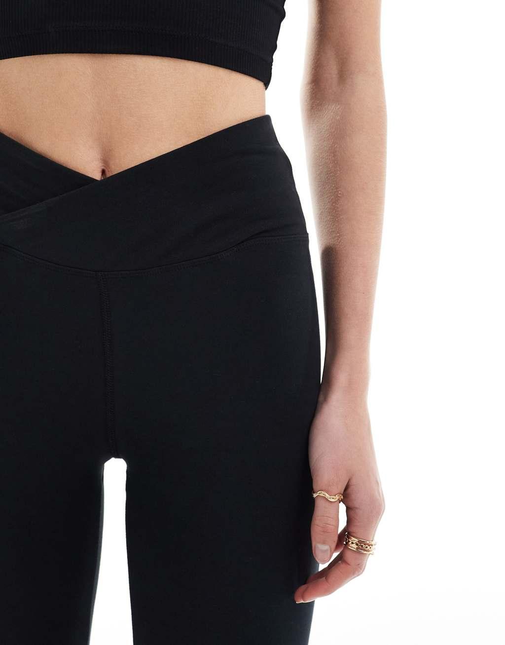 ASOS 4505 Tall slim kick leggings with wrap waist in soft touch fabric in black Product Image