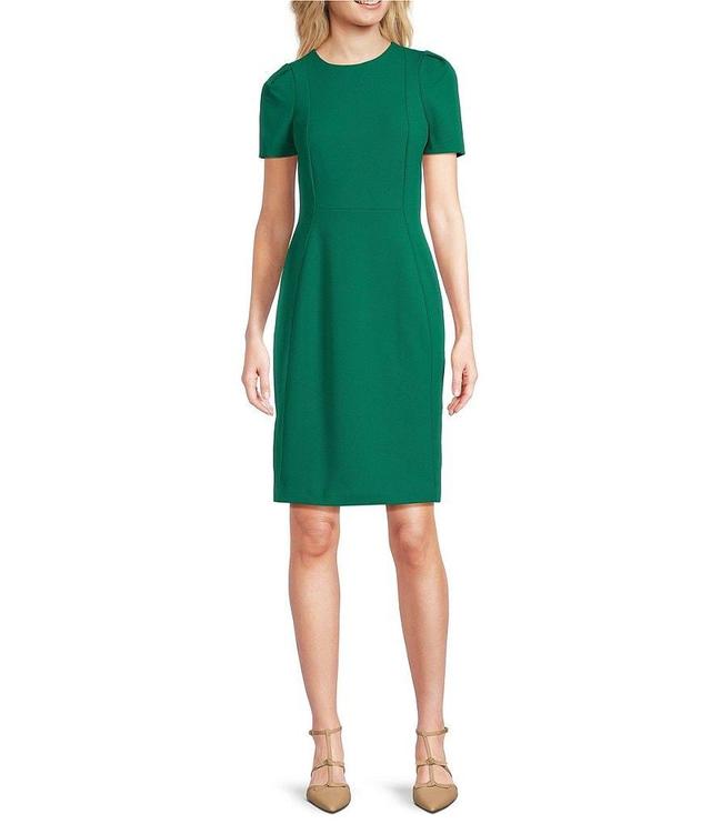 Calvin Klein Short Sleeve Crew Neck Scuba Crepe Dress Product Image