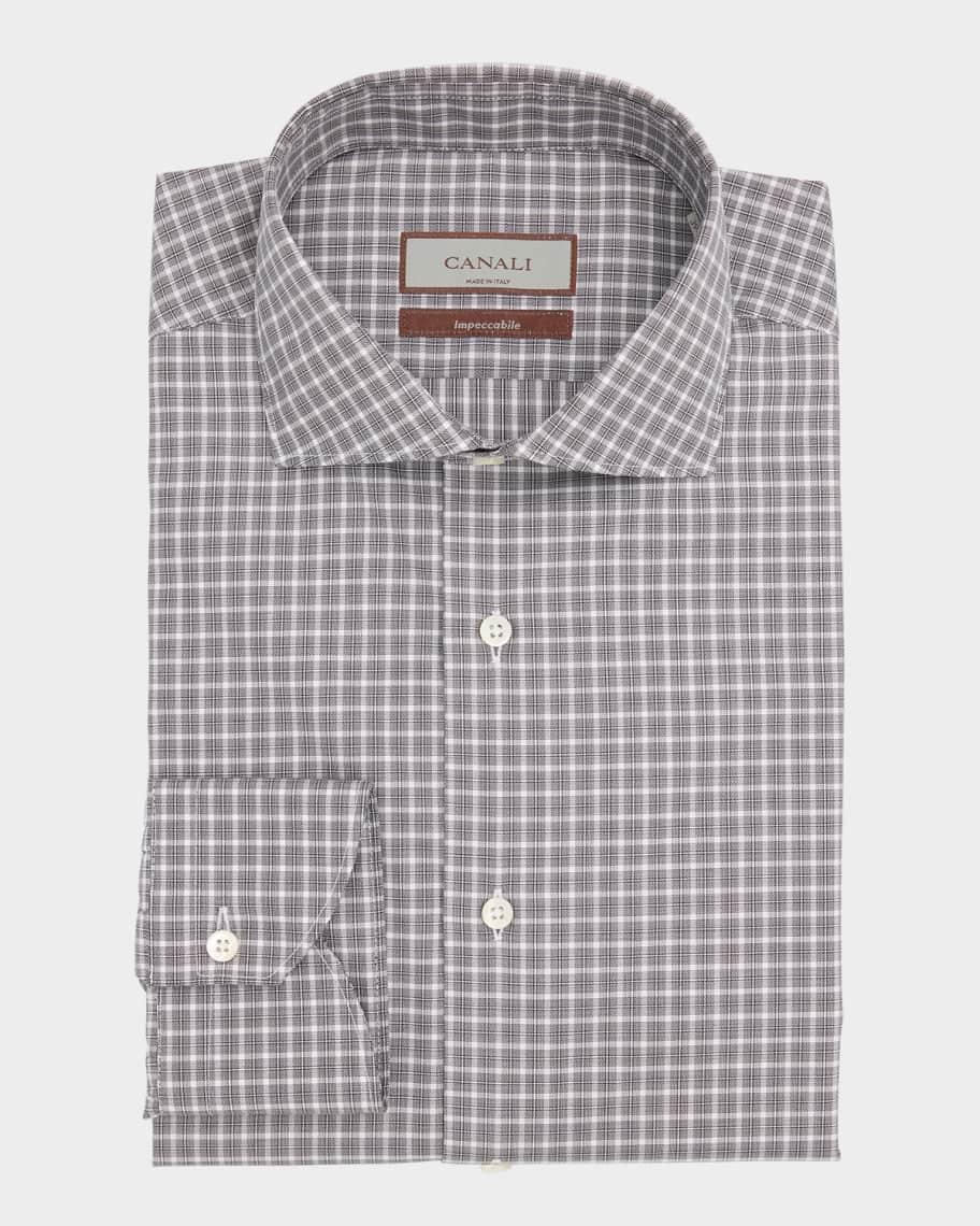 Men's Impeccabile Cotton Check Dress Shirt Product Image