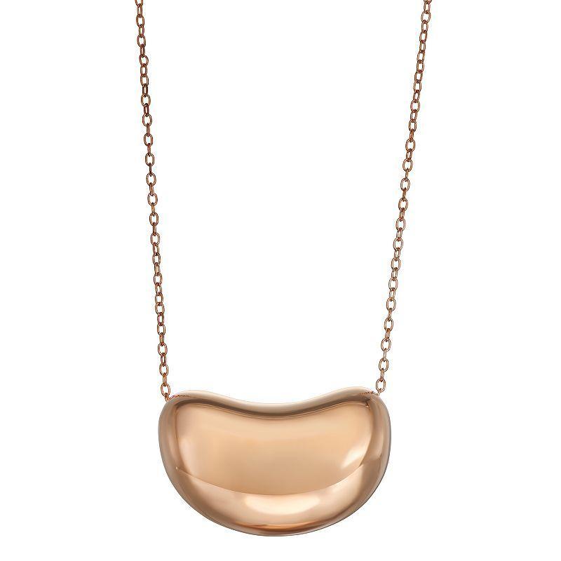 14k Rose Gold Over Silver Large Bean Necklace, Womens Rose Gold Tone Product Image