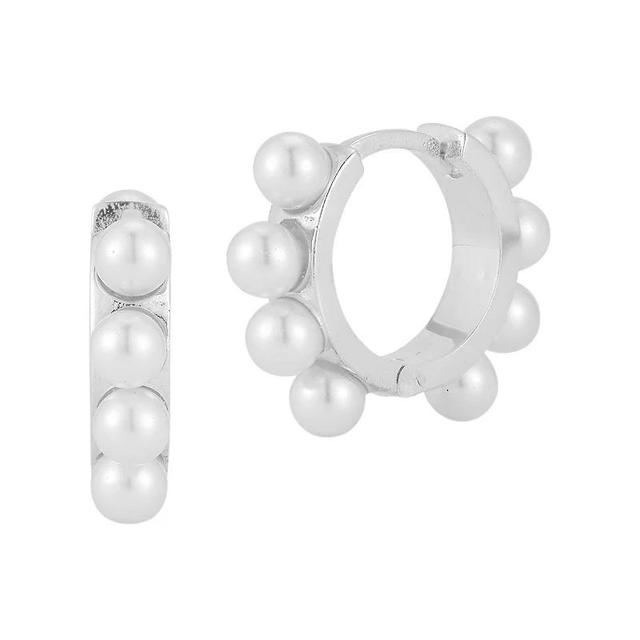 Sunkissed Sterling Freshwater Cultured Pearl Huggie Hoop Earrings, Womens, Silver Tone Product Image