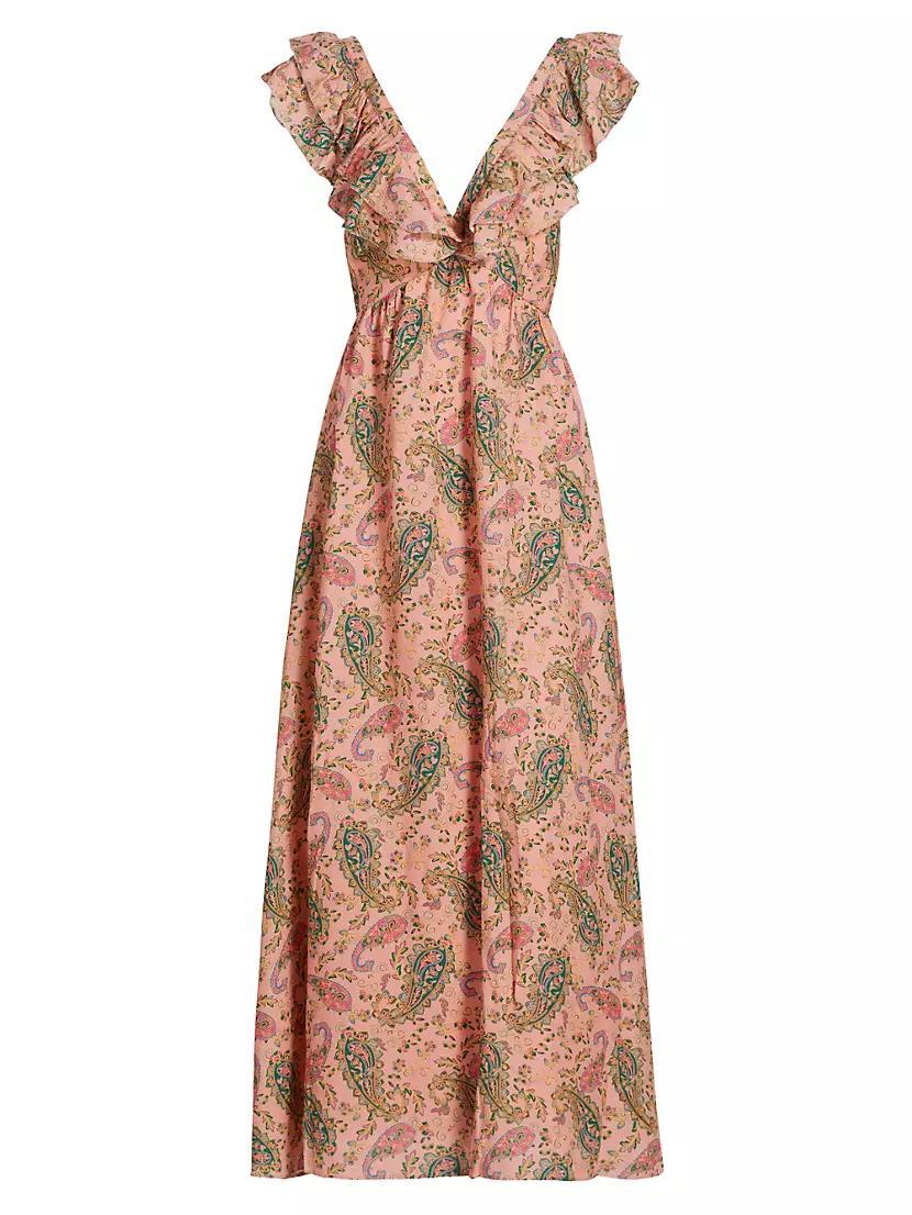 Isha Ruffled Linen-Blend Maxi Dress Product Image