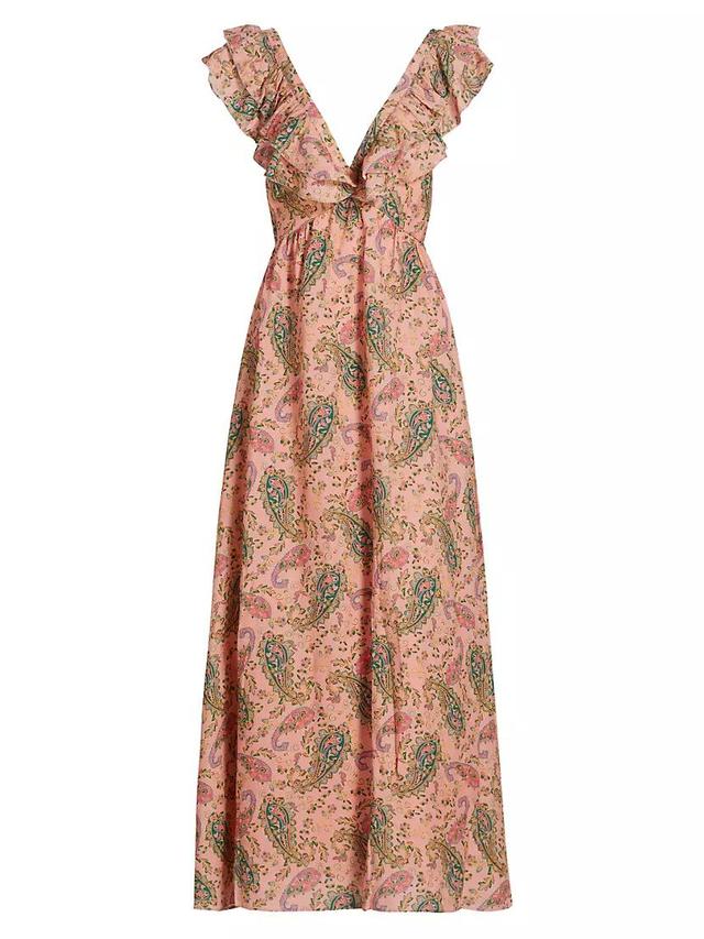 Isha Ruffled Linen-Blend Maxi Dress Product Image