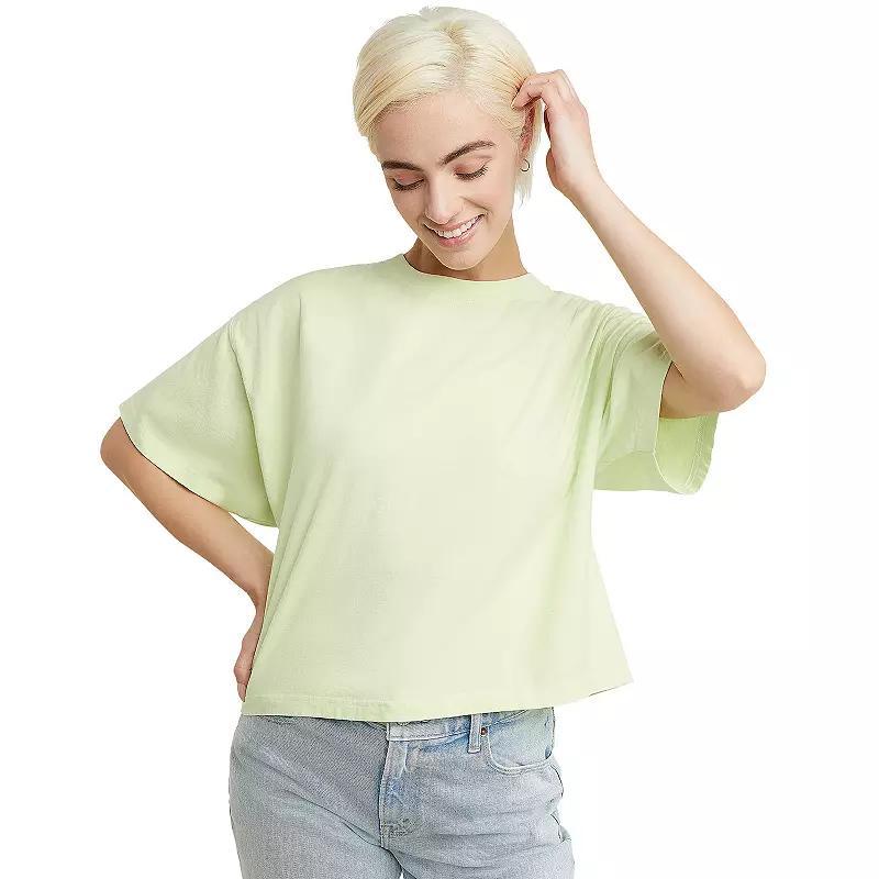 Hanes Womens Garment Dyed Cropped Cotton T-Shirt Antique Jade Ombre M Product Image