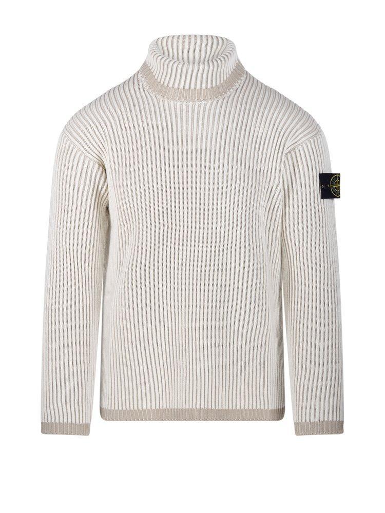 STONE ISLAND Logo Sweater In Beige Product Image