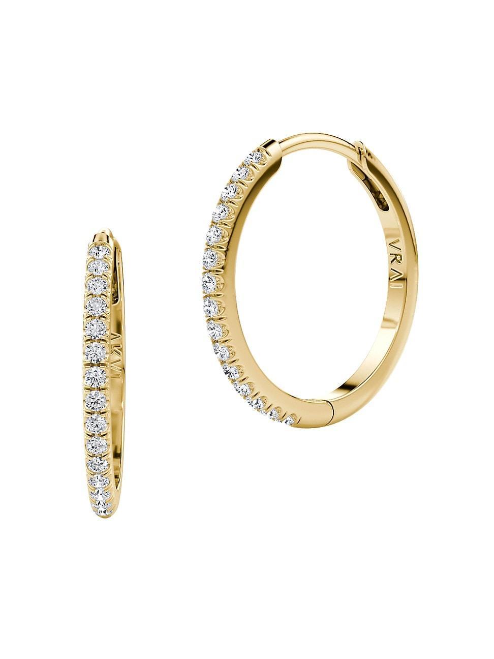 Womens Huggie Hoops 14K Gold & 0.24 TCW Lab-Grown Diamond Half Eternity Hoop Earrings Product Image