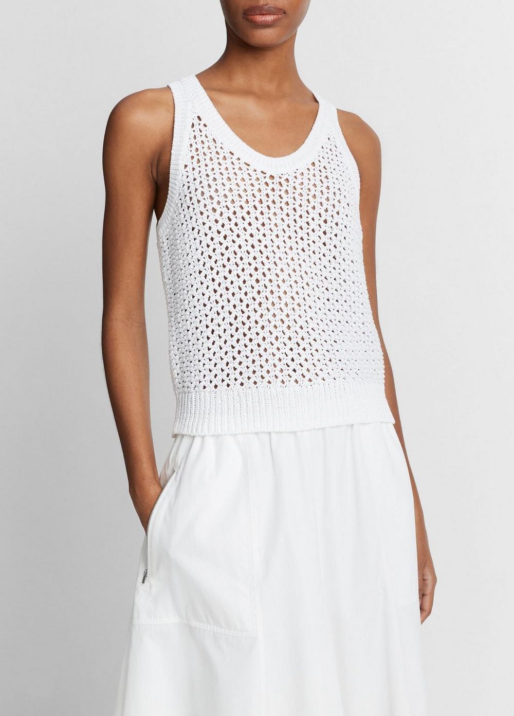 Mesh-Stitch Cotton Sweater Tank Product Image