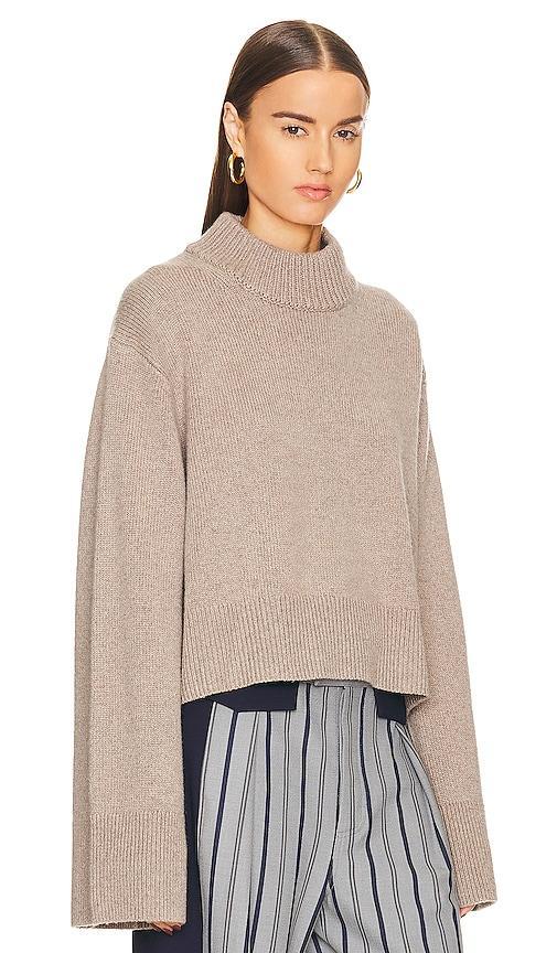 Helsa Pamelia Crew Neck Sweater in Taupe - Taupe. Size S (also in L, M, XS). Product Image