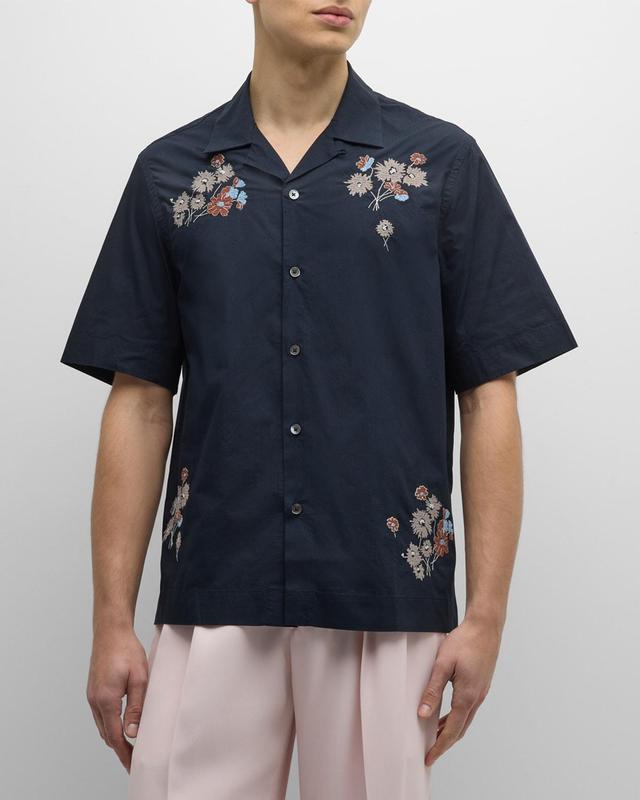 Mens Floral Embroidered Camp Shirt Product Image