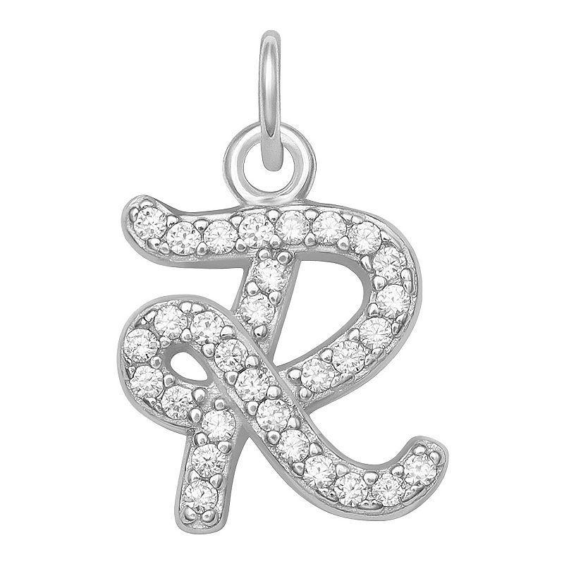 LC Lauren Conrad Sterling Silver Cubic Zirconia Initial Charm, Womens, Grey Product Image