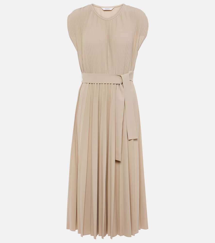 MAX MARA Kiss Pleated Midi Dress In Beige Product Image