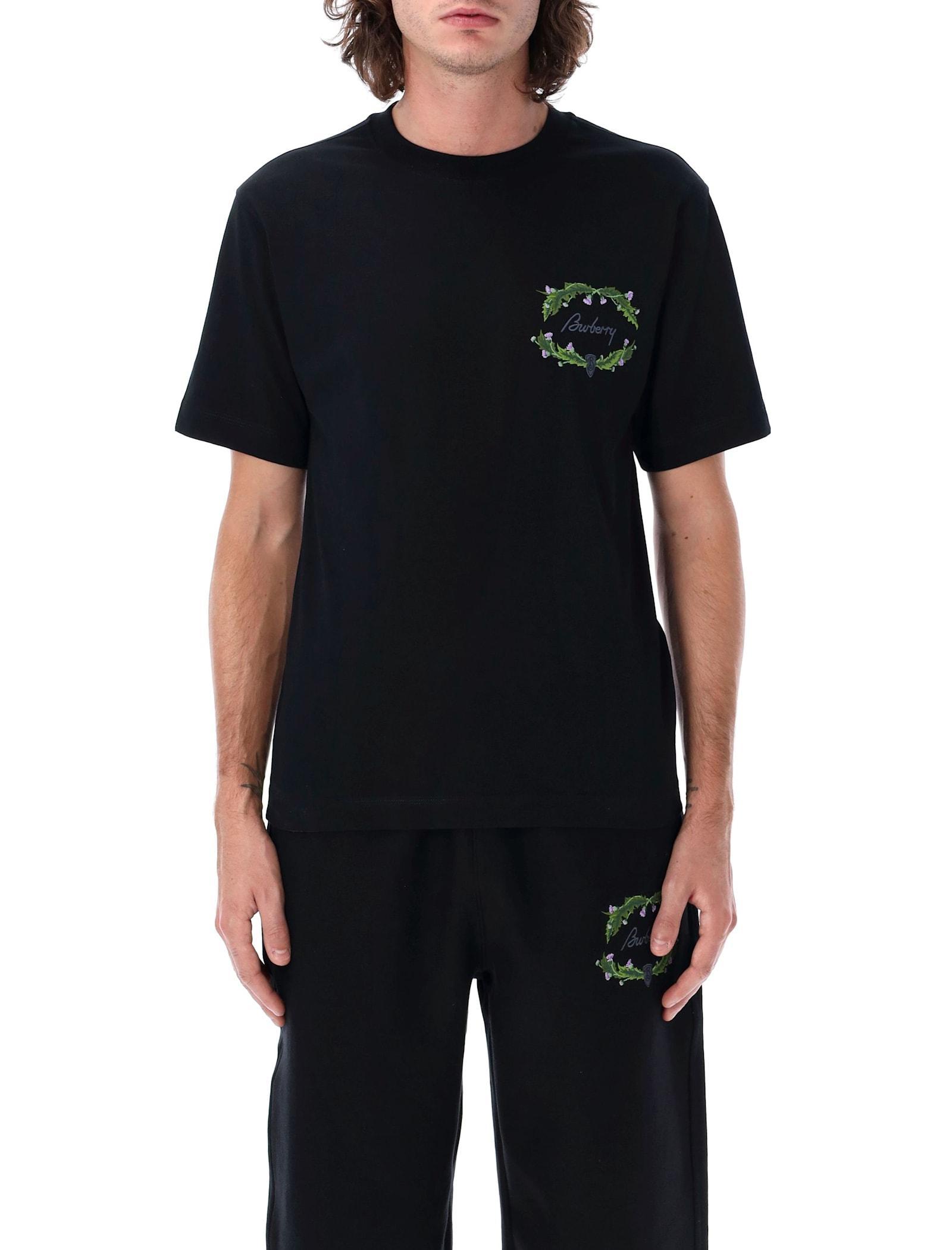 BURBERRY Embroidered T-shirt In Coal Product Image