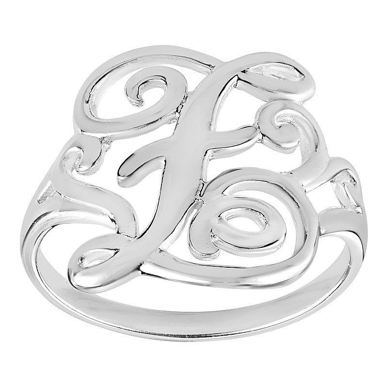 Womens PRIMROSE Sterling silver polished monogram initial B band ring size 7., Womens Grey Product Image