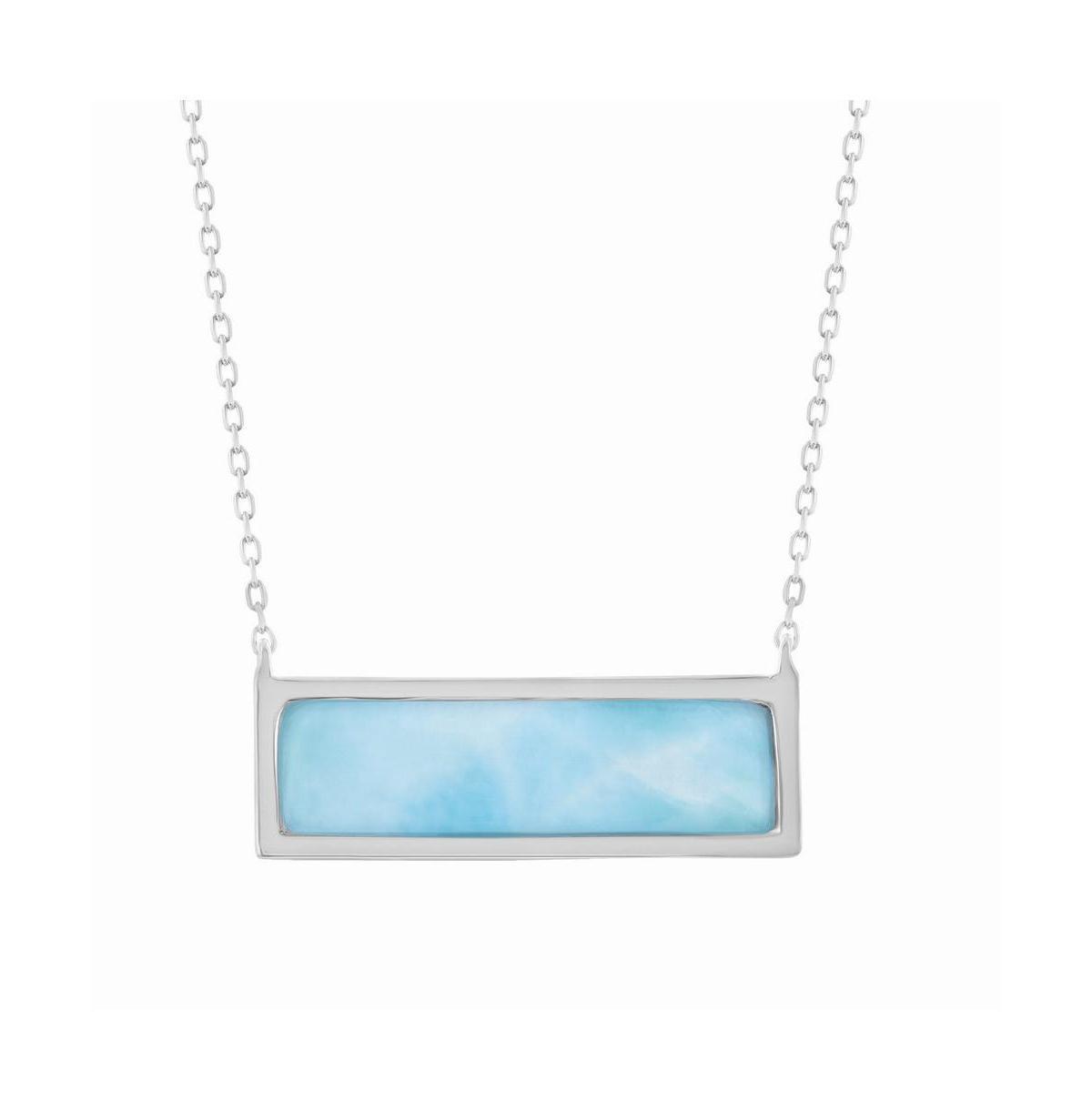 Sterling Silver Rectangle Larimar Pendant Necklace, Womens Product Image