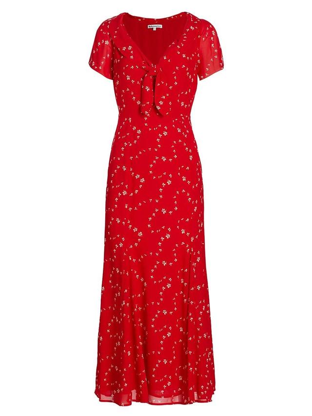 Womens Talleen Floral Tie-Neck Midi-Dress Product Image