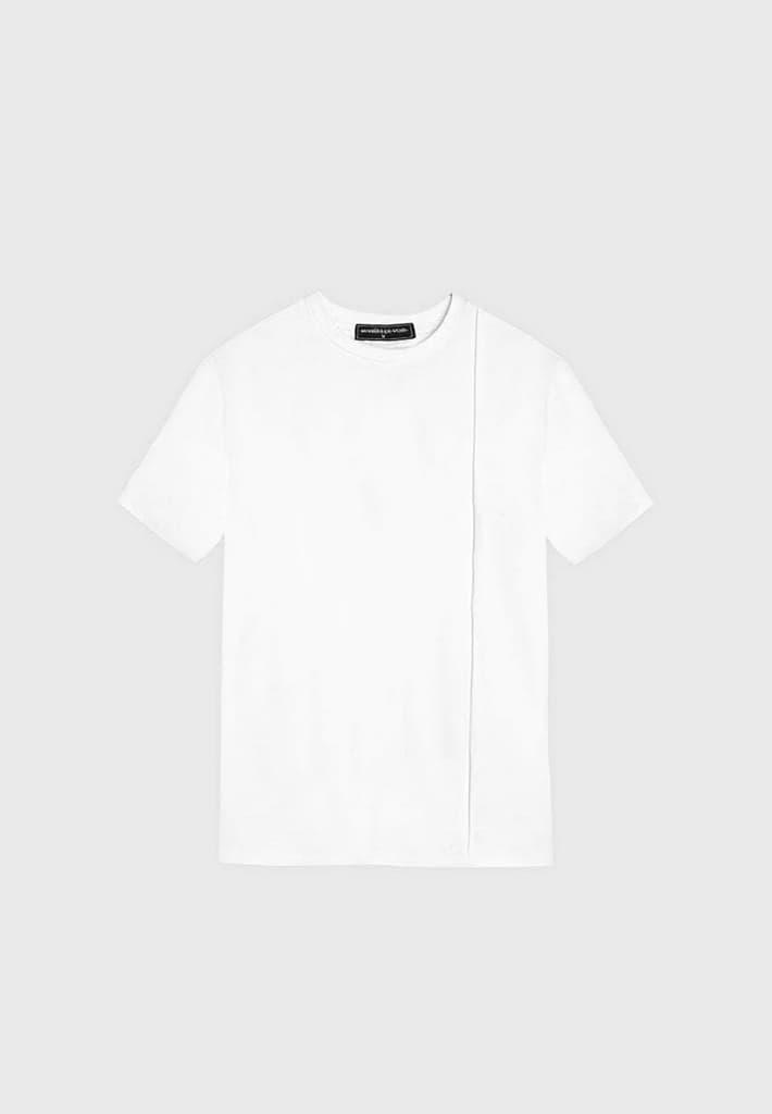 Éternel Slim Fit Cotton T-Shirt with Pintuck - White Male Product Image