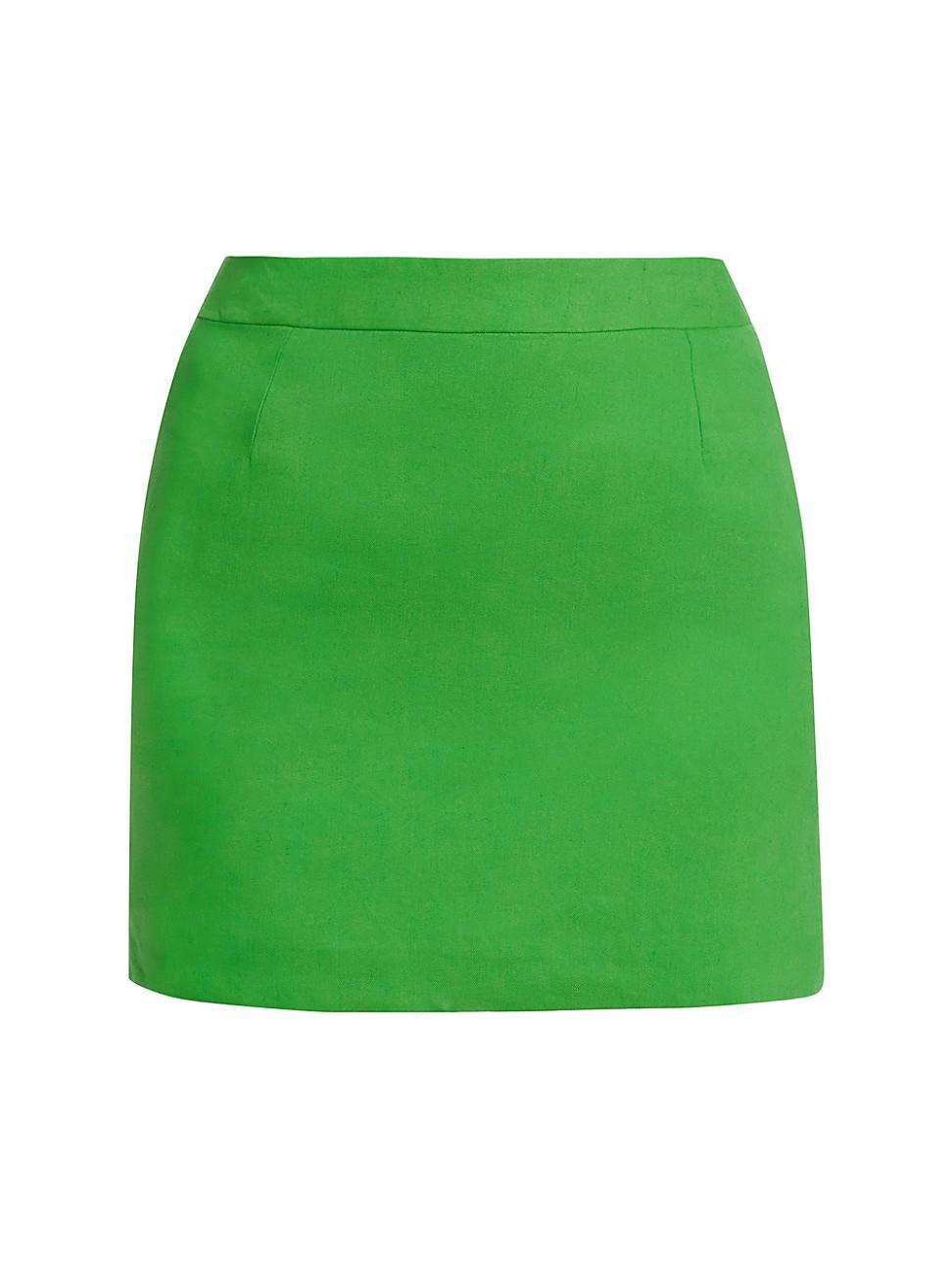 Womens Stretch Linen-Blend Miniskirt Product Image