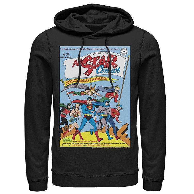 Mens Justice League All Star Comics Vintage Cover Hoodie Product Image