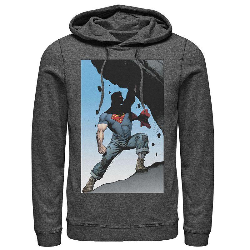 Mens DC Comics Superman Power Lift Comic Poster Hoodie Grey Product Image