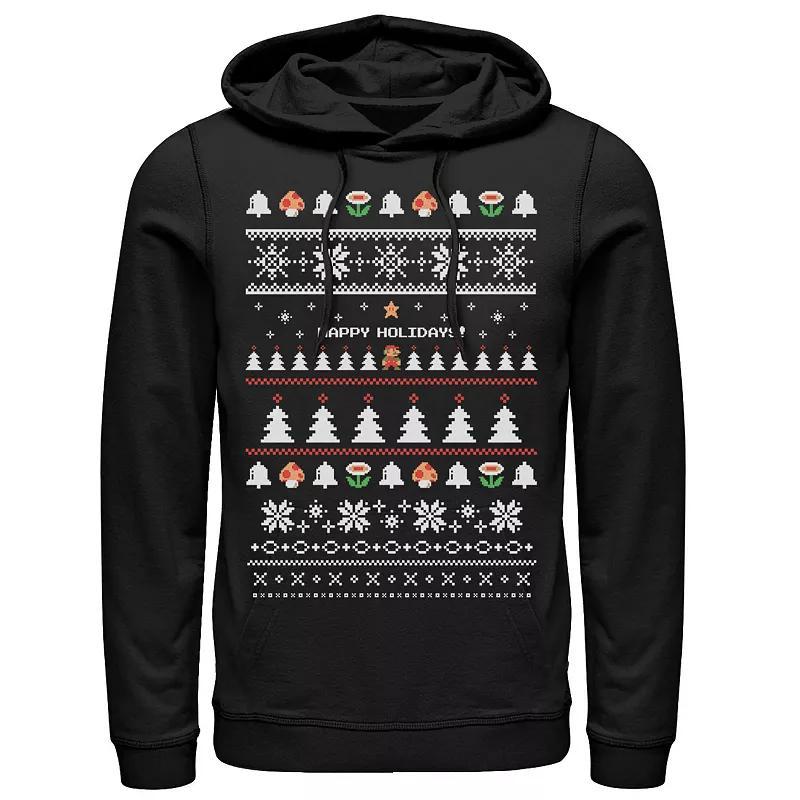 Mens Nintendo Super Mario Happy Holidays Pixels Hoodie Product Image