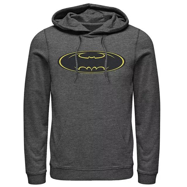 Mens DC Comics Batman Yellow Line Chest Logo Hoodie Grey Heather Product Image