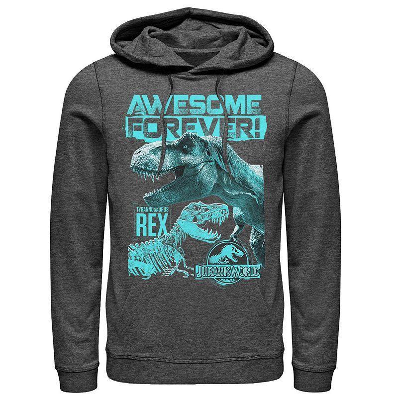 Mens Jurassic World Two T-Rex Awesome Forever Hoodie Dark Grey Product Image