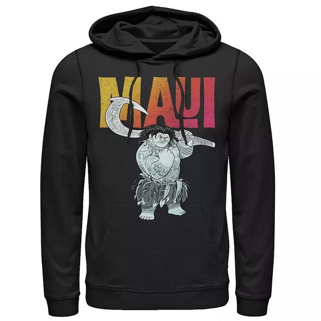 Disneys Moana Maui Gradient Text Tough Pose Portrait Mens Hoodie Product Image