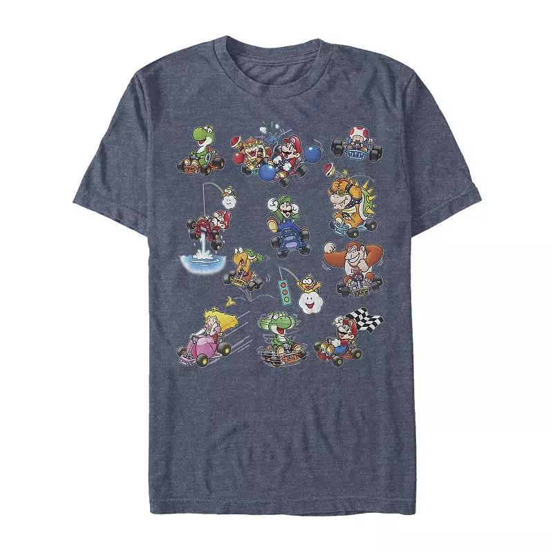 Mens Irish Mario Kart Clashing Battles Tee Navy Grey Product Image