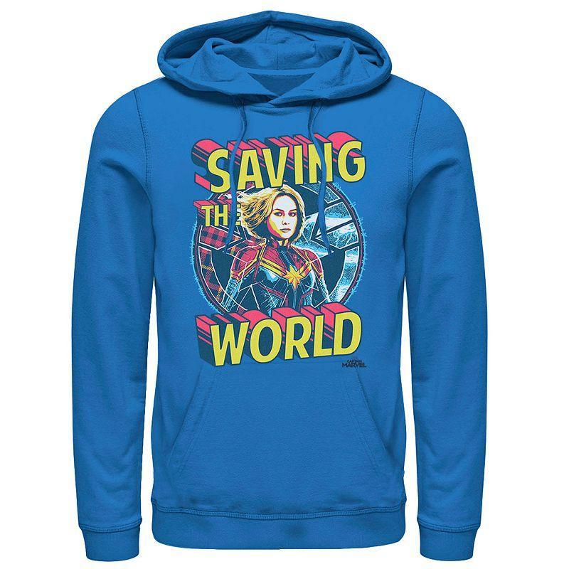 Mens Marvel Captain Marvel Saving The World Portrait Pullover Hoodie Product Image