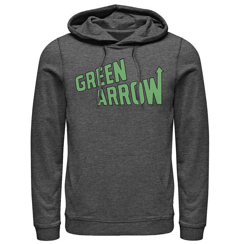 Mens DC Comics The Green Arrow Text Poster Hoodie Athletic Grey Product Image