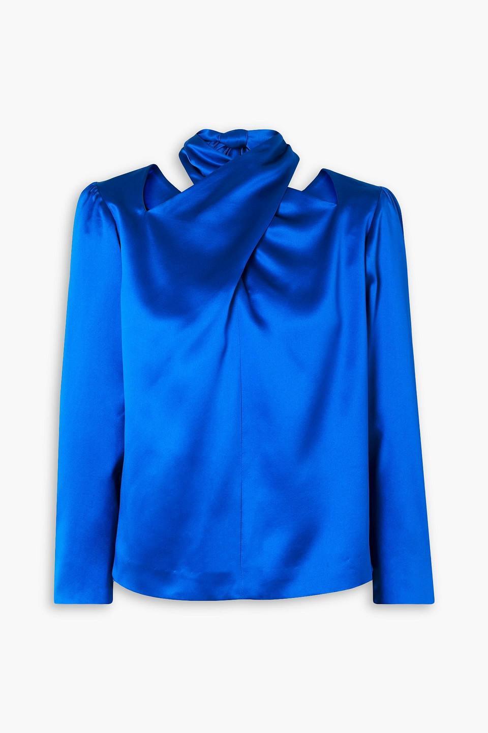 Cutout Silk-satin Blouse In Bright Blue product image