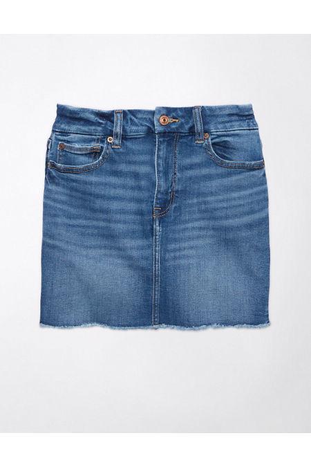 AE Stretch High-Waisted Curvy Denim Mini Skirt Womens Product Image