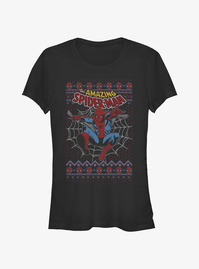 Marvel Spider-Man Web Jump Ugly Christmas Girls T-Shirt Product Image