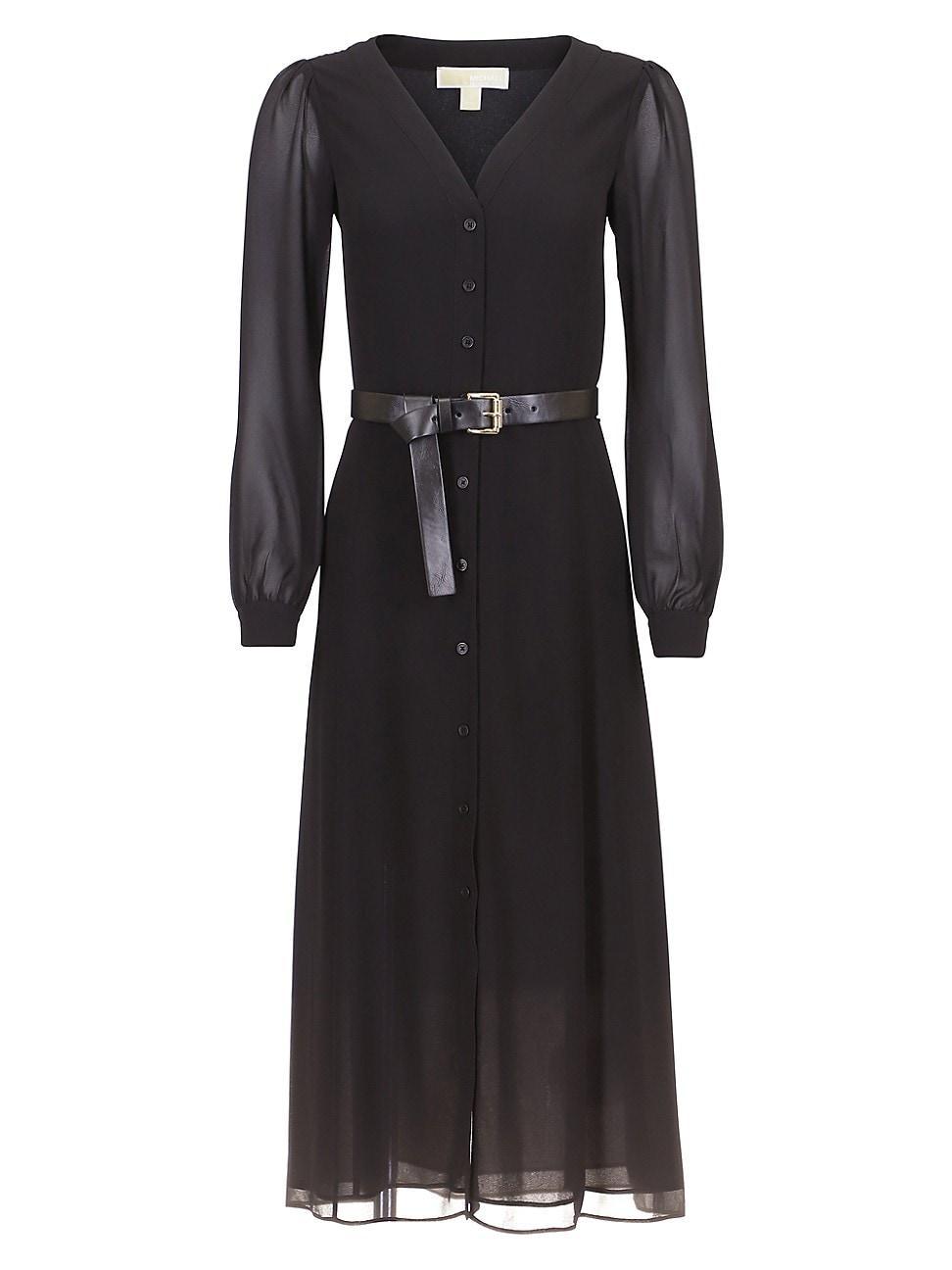 Womens Kate Chiffon Belted Midi-Dress Product Image