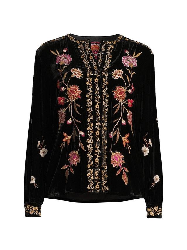 Womens Quinn Velvet Embroidered Top Product Image