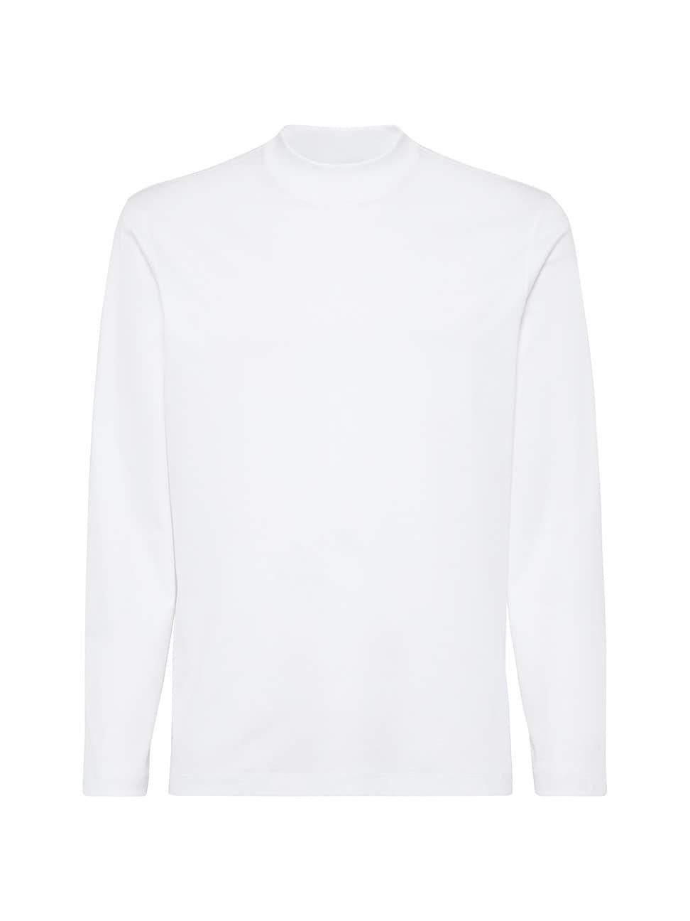 Mens Cotton Jersey Mock Neck Long Sleeve T-Shirt Product Image