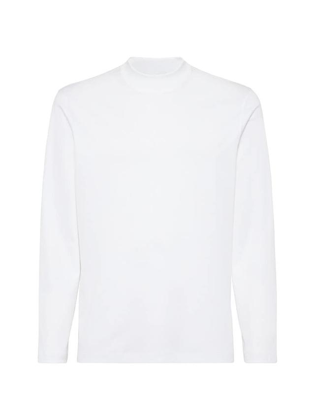 Mens Cotton Jersey Mock Neck Long Sleeve T-Shirt Product Image