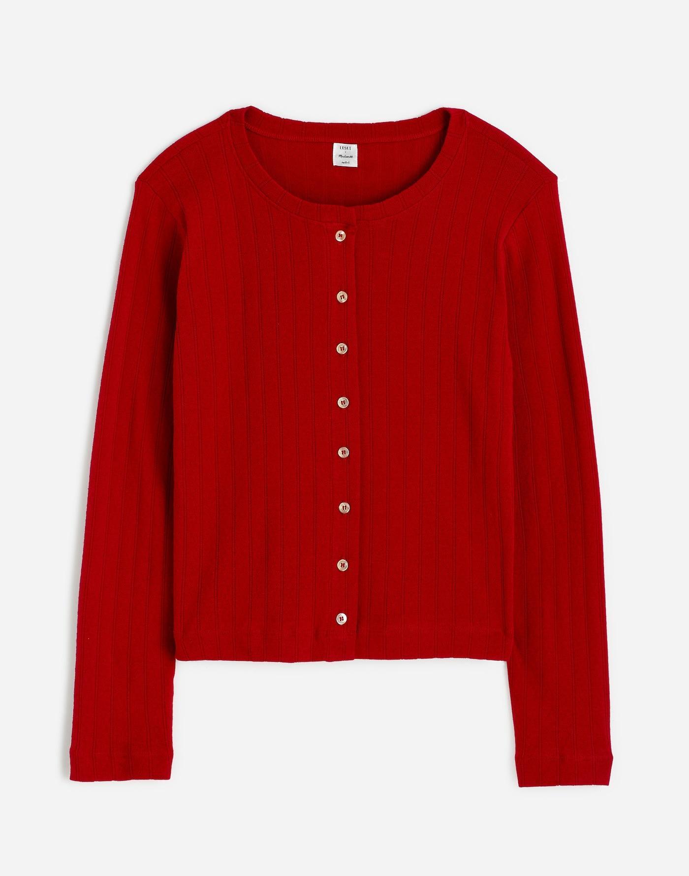 Madewell x LESET Pointelle Classic Crew Cardigan Product Image