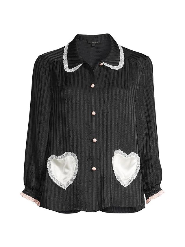 Womens Penny Silk Heart Pajama Top Product Image