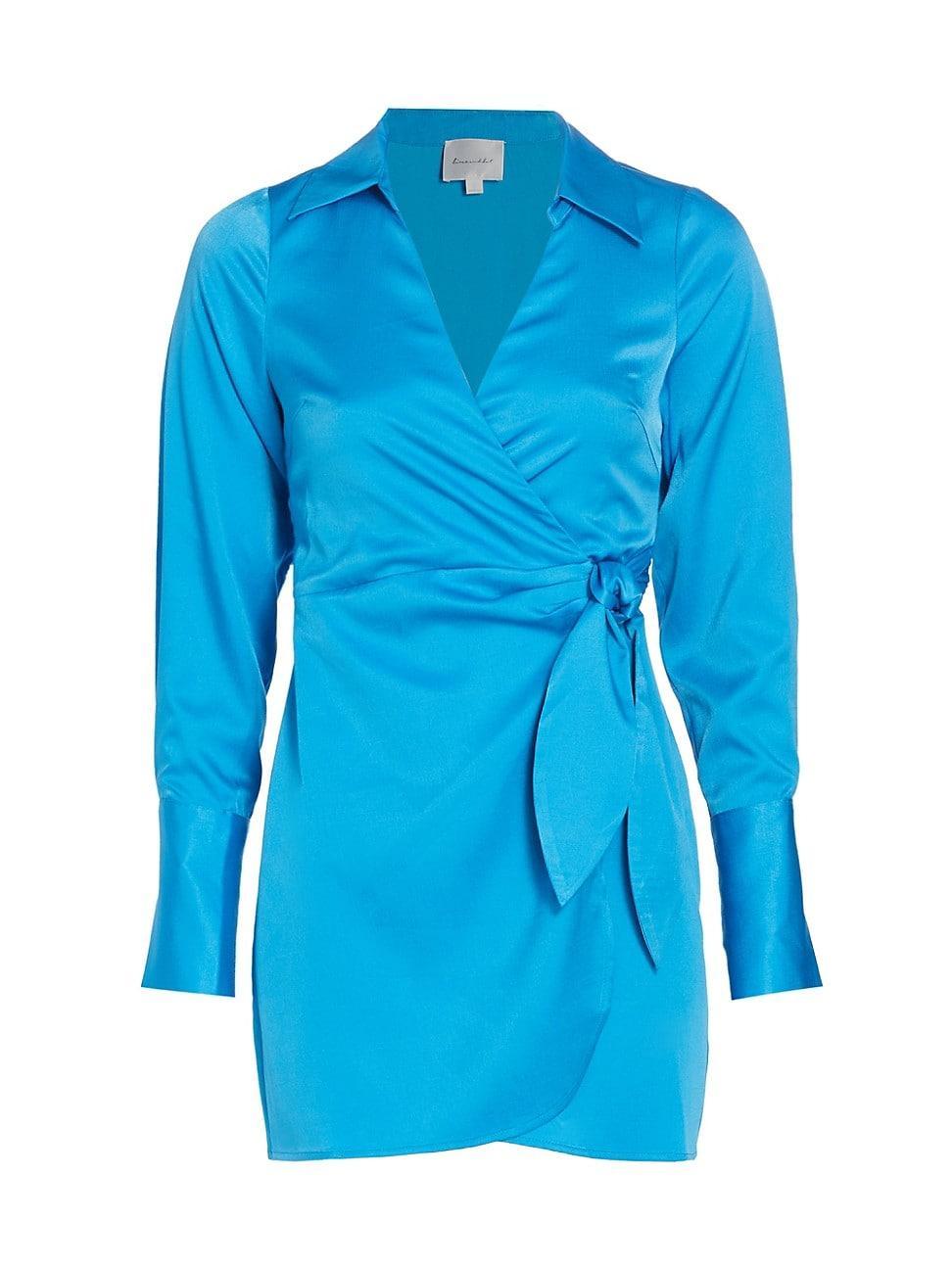 Womens Seaside Satin Wrap Minidress Product Image