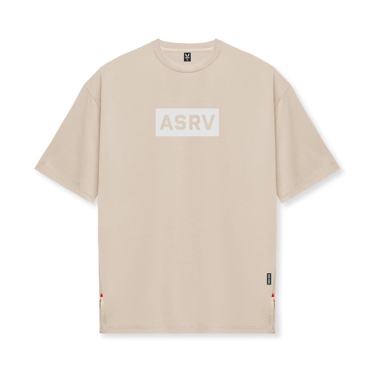 0822. AeroSilver® Oversized Tee - Beige "Box Logo" Product Image